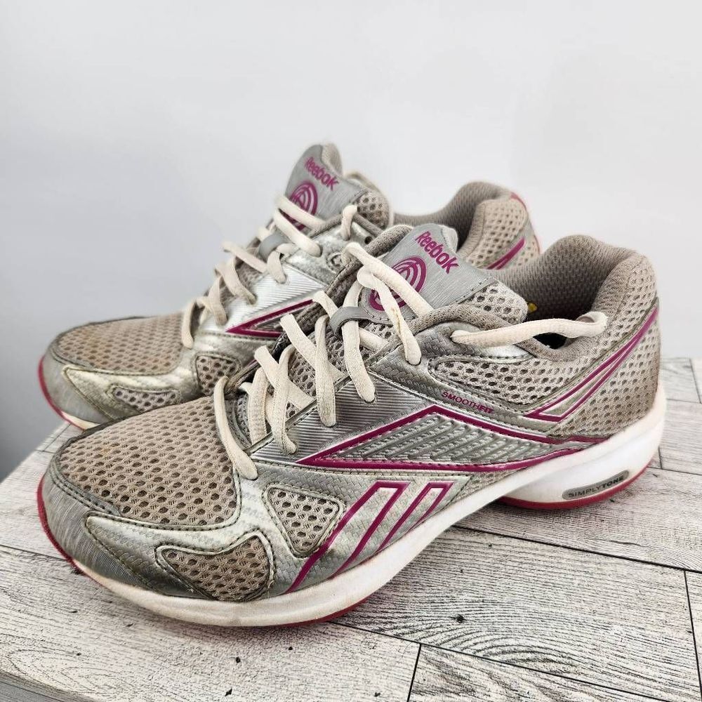 Reebok Simply Tone Smooth Fit Walking Shoes Fitness Sneakers Womens Size 6 Silve